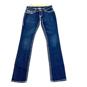 TRUE RELIGION STRAIGHT WHITE STITCH LOW RISE Y2K JEANS